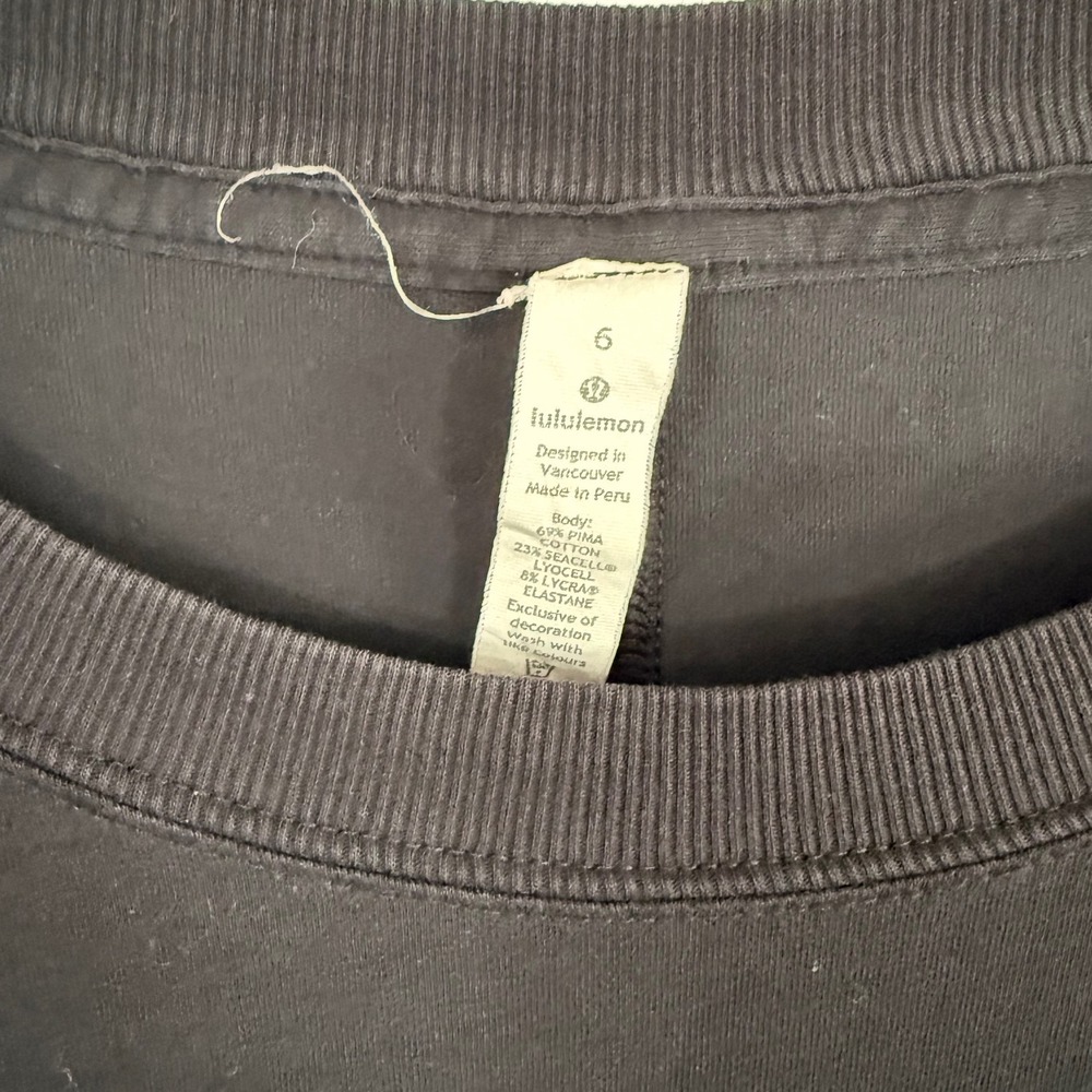 Lululemon All Yours Boyfriend Tee Black Vitasea Pima Cotton Shirt Size 6 - Picture 5 of 7